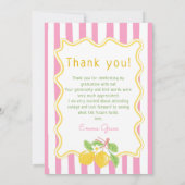 Freshly Graduated Lemon Pink Stripes Graduation Bedankkaart (Achterkant)