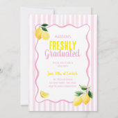 Freshly Graduated Lemon Pink Stripes Graduation Kaart (Achterkant)
