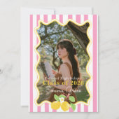 Freshly Graduated Lemon Pink Stripes Graduation Kaart (Voorkant)