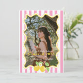 Freshly Graduated Lemon Pink Stripes Graduation Kaart (Staand voorkant)