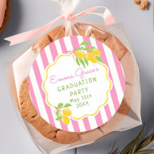 Freshly Graduated Lemon Pink Stripes Graduation