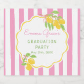 Freshly Graduated Lemon Pink Stripes Graduation Sparkling Wijnetiket (Enkel label)