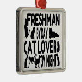 Freshman Cat Lover Metalen Ornament (Rechts)