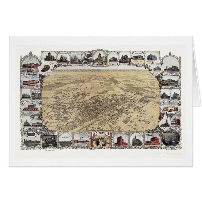 Fresno, CA Panoramic Map - 1901 (Voorkant Horizontaal)