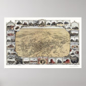 Fresno, CA Panoramic Map - 1901 Poster (Voorkant)