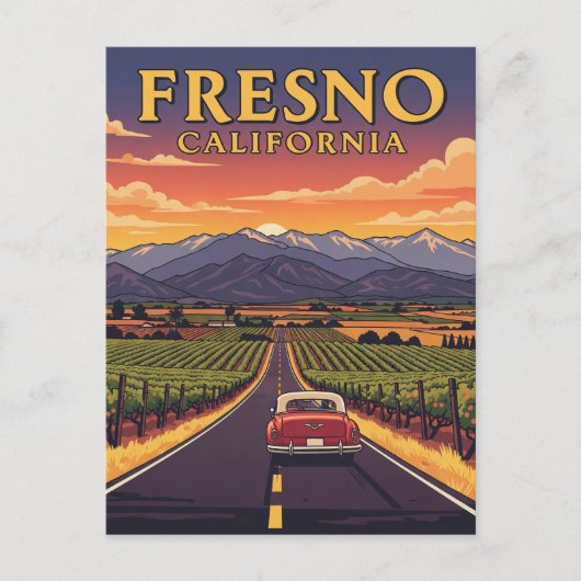 Fresno California Central Valley Briefkaart (Voorkant)