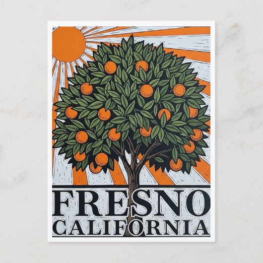 Fresno California Central Valley Briefkaart (Voorkant)