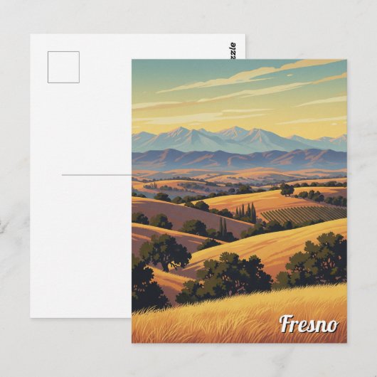 Fresno California Central Valley Briefkaart (Voorkant / Achterkant)