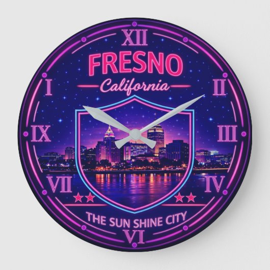 Fresno California Downtown Skyline Grote Klok (Voorkant)