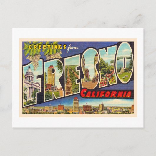 Fresno California  groot Letter-Briefkaart Briefkaart (Voorkant)