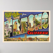 Fresno California  groot Letter-Briefkaart Poster (Voorkant)