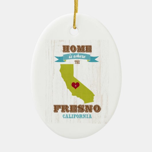 Fresno, California Map - Home is waar het hart lig Keramisch Ornament (Voorkant)