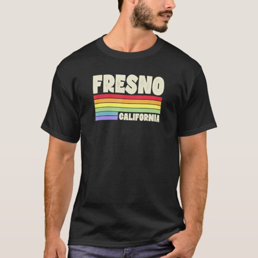 Fresno California Pride Rainbow Flag Gay Pride Mer T-shirt (Voorkant)