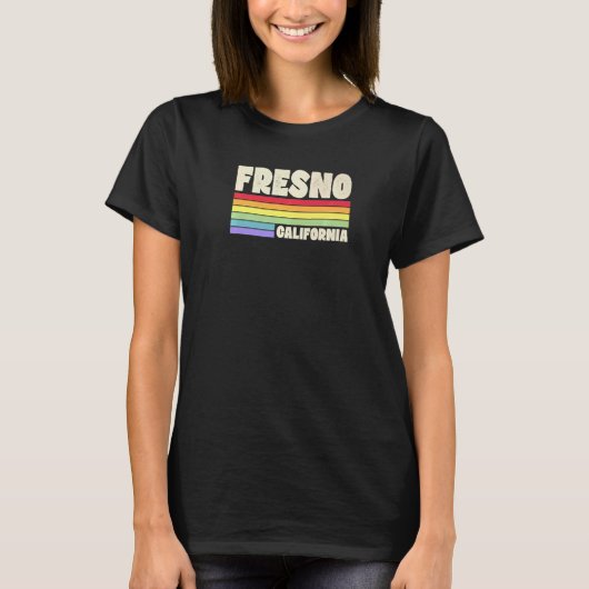 Fresno California Pride Rainbow Flag Gay Pride Mer T-shirt (Voorkant)
