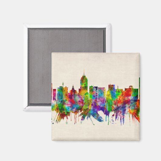 Fresno California Skyline Magneet (Voorkant / Achterkant)