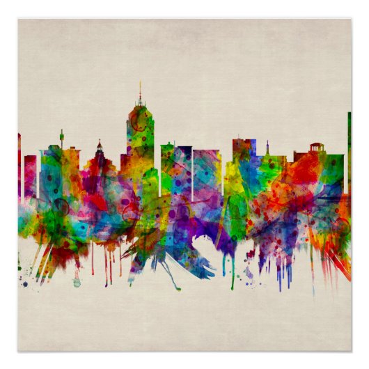Fresno California Skyline Perfect Poster (Voorkant)