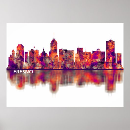 Fresno California Skyline Poster (Voorkant)