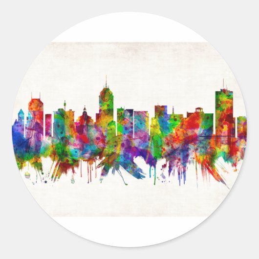 Fresno California Skyline Ronde Sticker (Voorkant)
