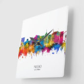 Fresno California Skyline Vierkante Klok (Hoek)