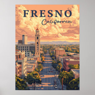 Fresno California stedelijk landschap Poster