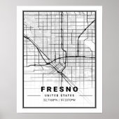 Fresno California, Verenigde Staten reisstadkaart Poster (Voorkant)