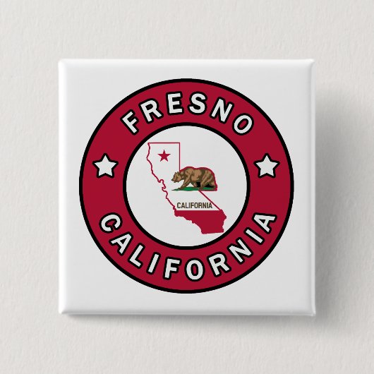 Fresno California Vierkante Button 5,1 Cm (Voorkant)