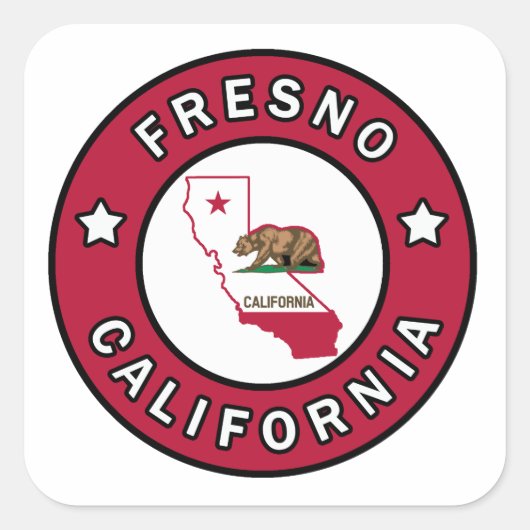 Fresno California Vierkante Sticker (Voorkant)