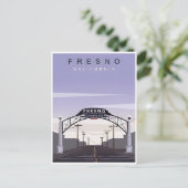 Fresno California Vintage reizen waterverf retro Briefkaart (Staand voorkant)