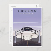 Fresno California Vintage reizen waterverf retro Briefkaart (Voorkant / Achterkant)