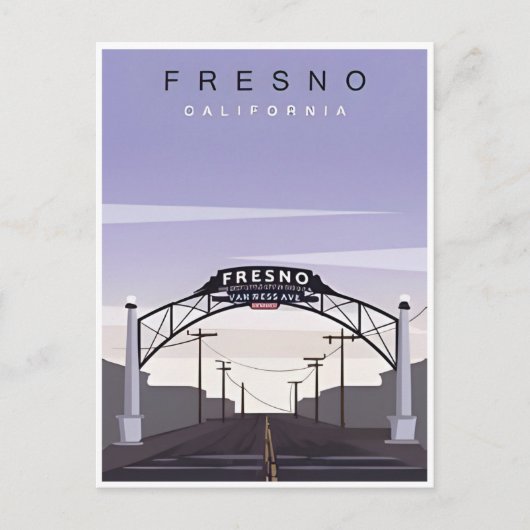 Fresno California Vintage reizen waterverf retro Briefkaart (Voorkant)