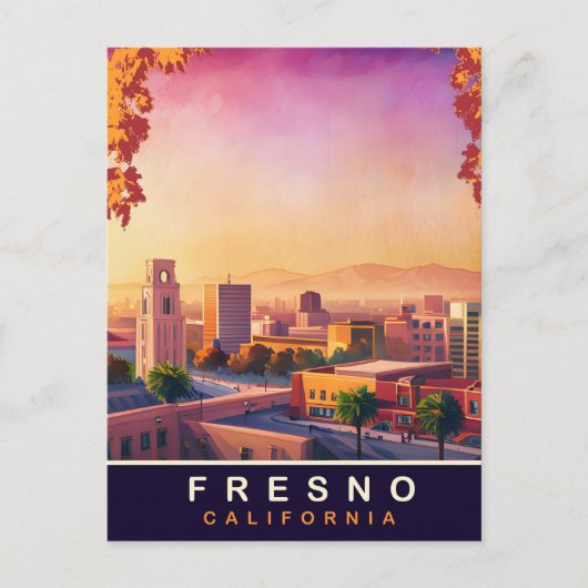 Fresno, Californië, City Skyline, Reizen Briefkaart (Voorkant)