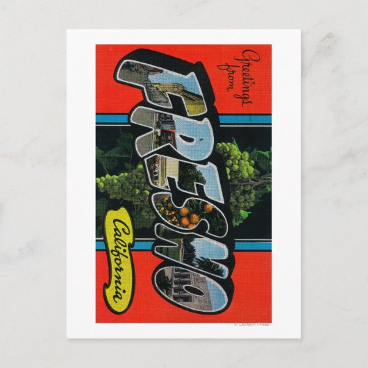 Fresno, Californië - grote Letter-scènes Briefkaart (Voorkant)