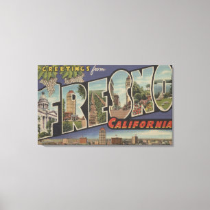 Fresno, Californië - grote Letter-scènes Canvas Afdruk