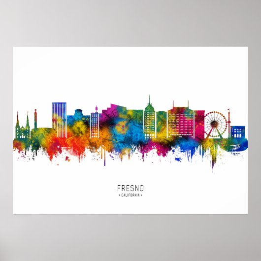 Fresno Californië Silhouet Poster (Voorkant)