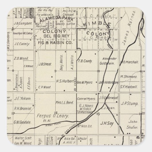 Fresno County, California 2 Vierkante Sticker (Voorkant)