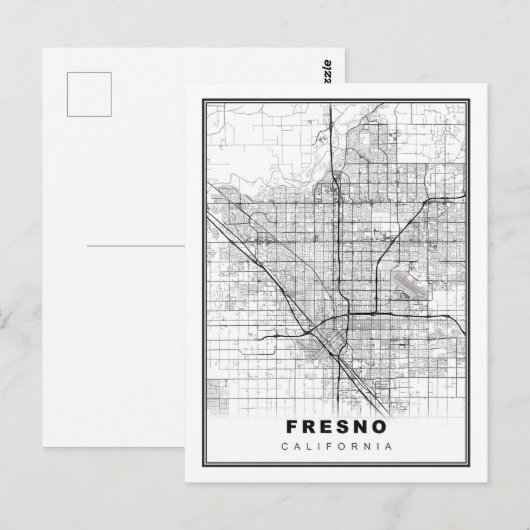 Fresno-kaart Briefkaart (Voorkant / Achterkant)