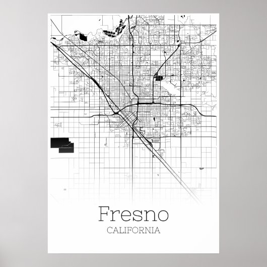 Fresno Map - Californië - City Map Poster (Voorkant)