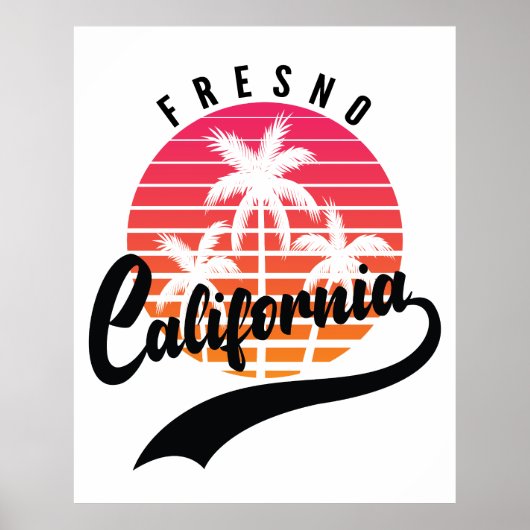 Fresno Retro Sunset Poster (Voorkant)