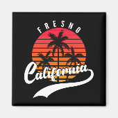 Fresno Retro Zonsondergang En Palmboom Magnet (Voorkant)