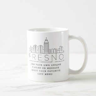 Fresno Stylized Skyline   Aangepaste Slogan Coffee Koffiemok