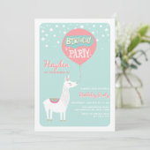 Frestive Alpaca Kids Birthday Party Invitation I Kaart (Staand voorkant)