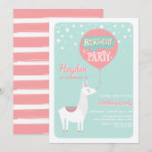 Frestive Alpaca Kids Birthday Party Invitation I Kaart (Voorkant / Achterkant)