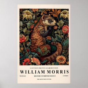 Fret botanische print William Morris stijl donker
