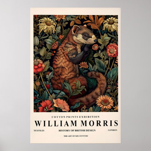 Fret botanische print William Morris stijl donker (Voorkant)