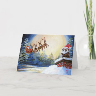 Fret en Kerstman met slee Feestdagen Kaart