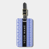 Fret, Gemengde Meander Key, Blauw, Jouw naam Bagagelabel (Voorkant verticaal)