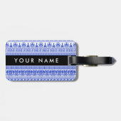 Fret, Gemengde Meander Key, Blauw, Jouw naam Bagagelabel (Achterkant horizontaal)