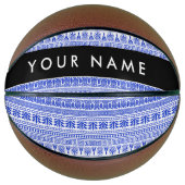 Fret, Gemengde Meander Key, Blauw, Jouw naam Basketbal (Voorkant)