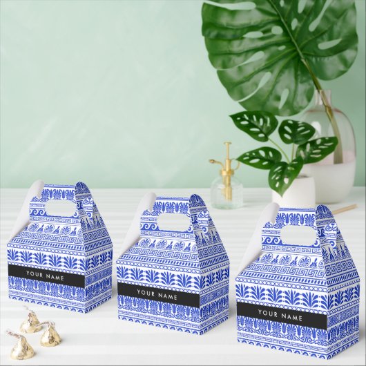 Fret, Gemengde Meander Key, Blauw, Jouw naam Bedankdoosjes (Meervoudige)