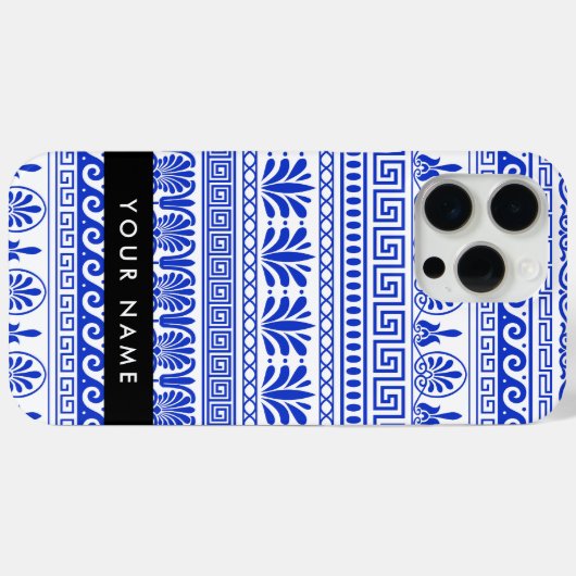 Fret, Gemengde Meander Key, Blauw, Jouw naam Case-Mate iPhone Case (Achterkant (horizontaal))